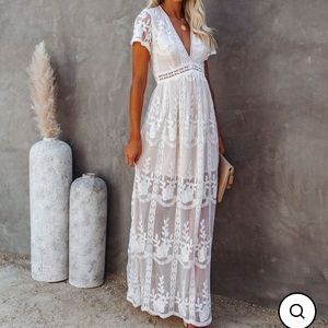 Bohemian Bae Rebecca dress with sheer white fabric, worn once
